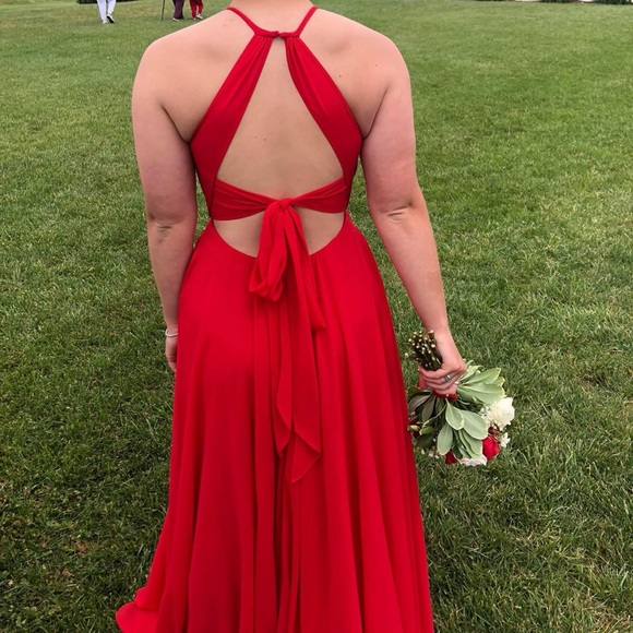 Elegant Red Halter Dress